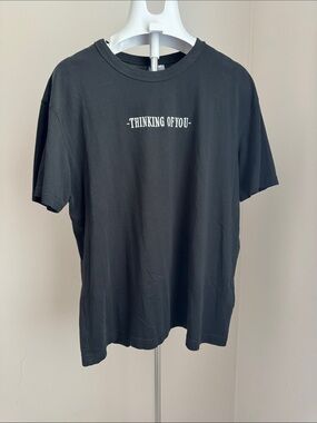 H&M Black Short Sleeve Tee with "Thinking of You" Print